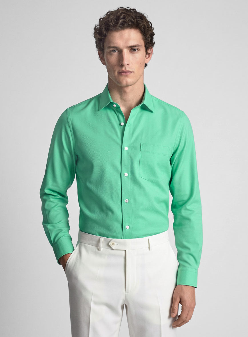 Fern Green Stretch Poplene Shirt - StudioSuits