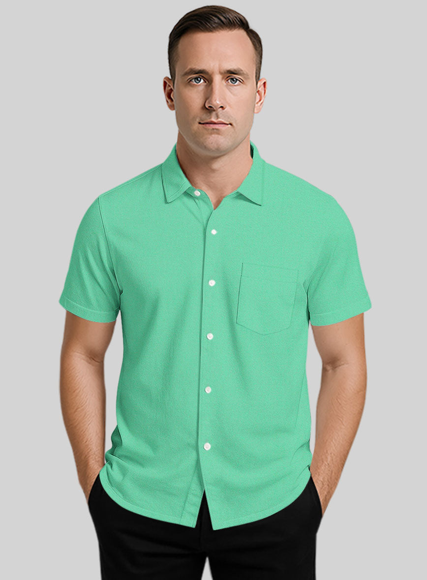 Fern Green Stretch Poplene Shirt - StudioSuits