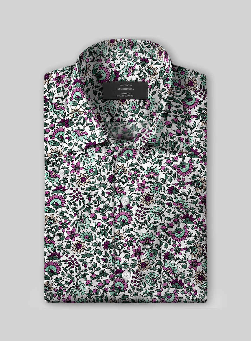 Floral Frost Cotton Lycra Shirt - StudioSuits