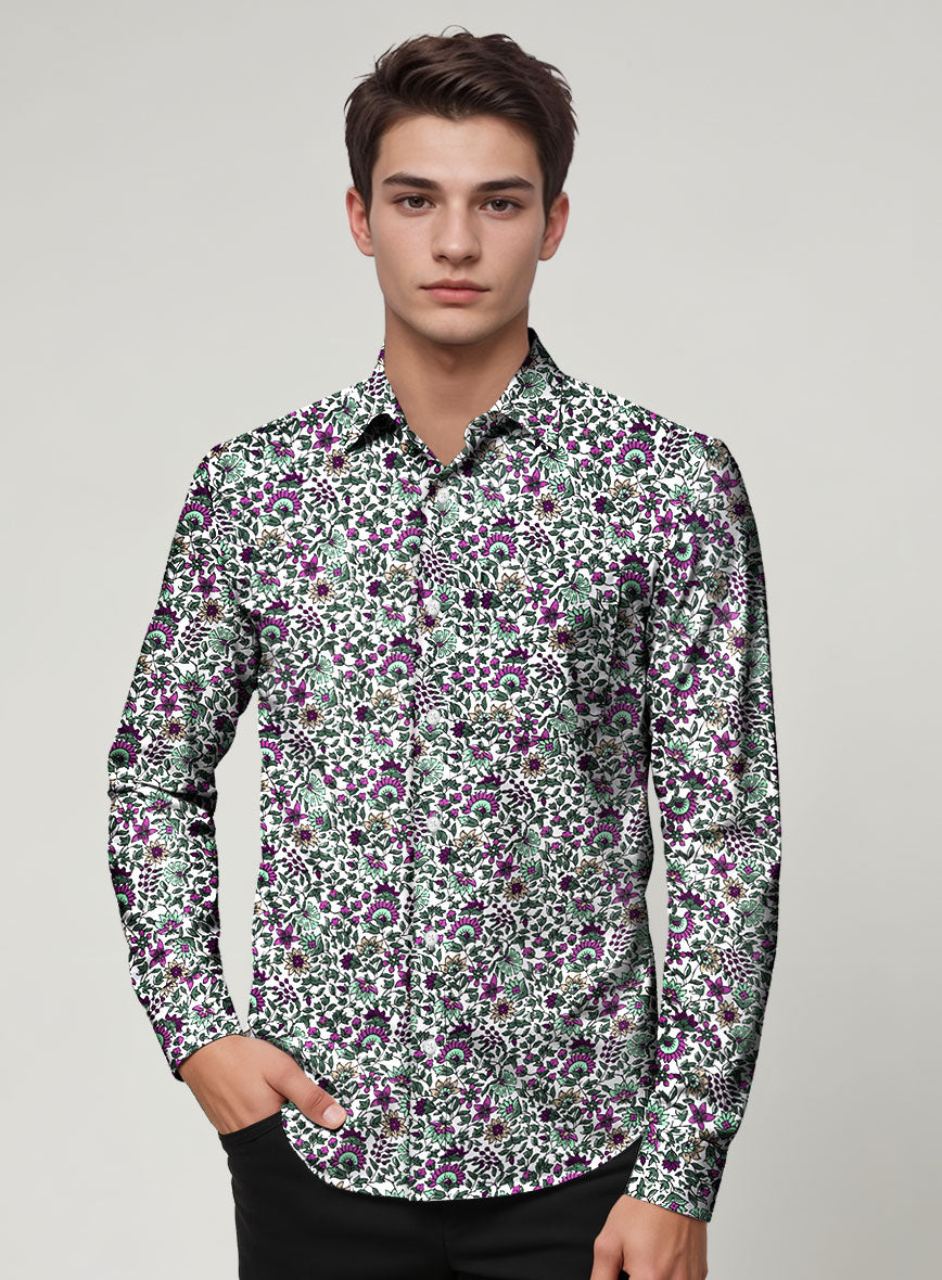 Floral Frost Cotton Lycra Shirt - StudioSuits
