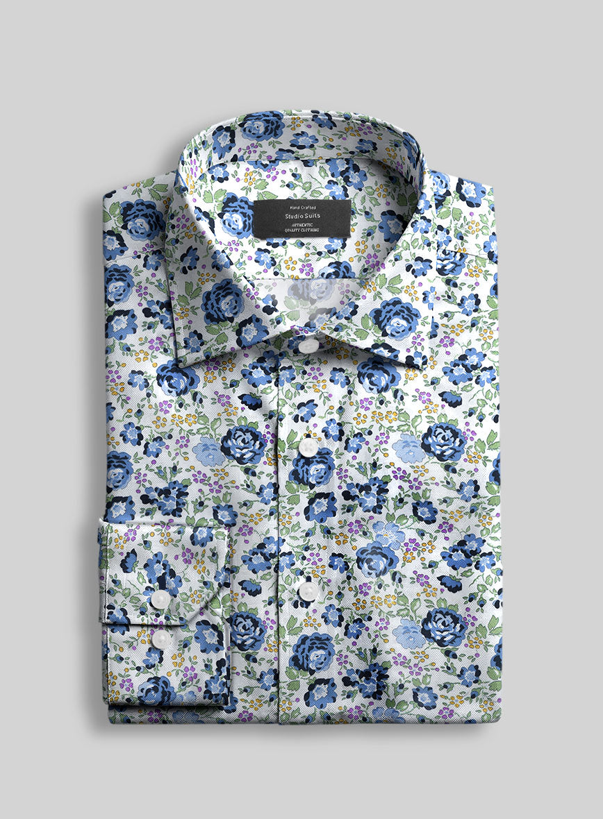 Floral Symphony Feather Cotton Shirt - StudioSuits