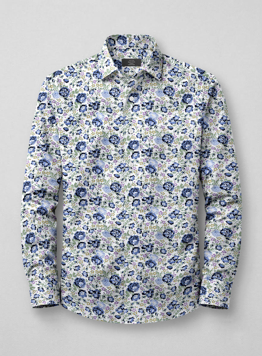 Floral Symphony Feather Cotton Shirt - StudioSuits