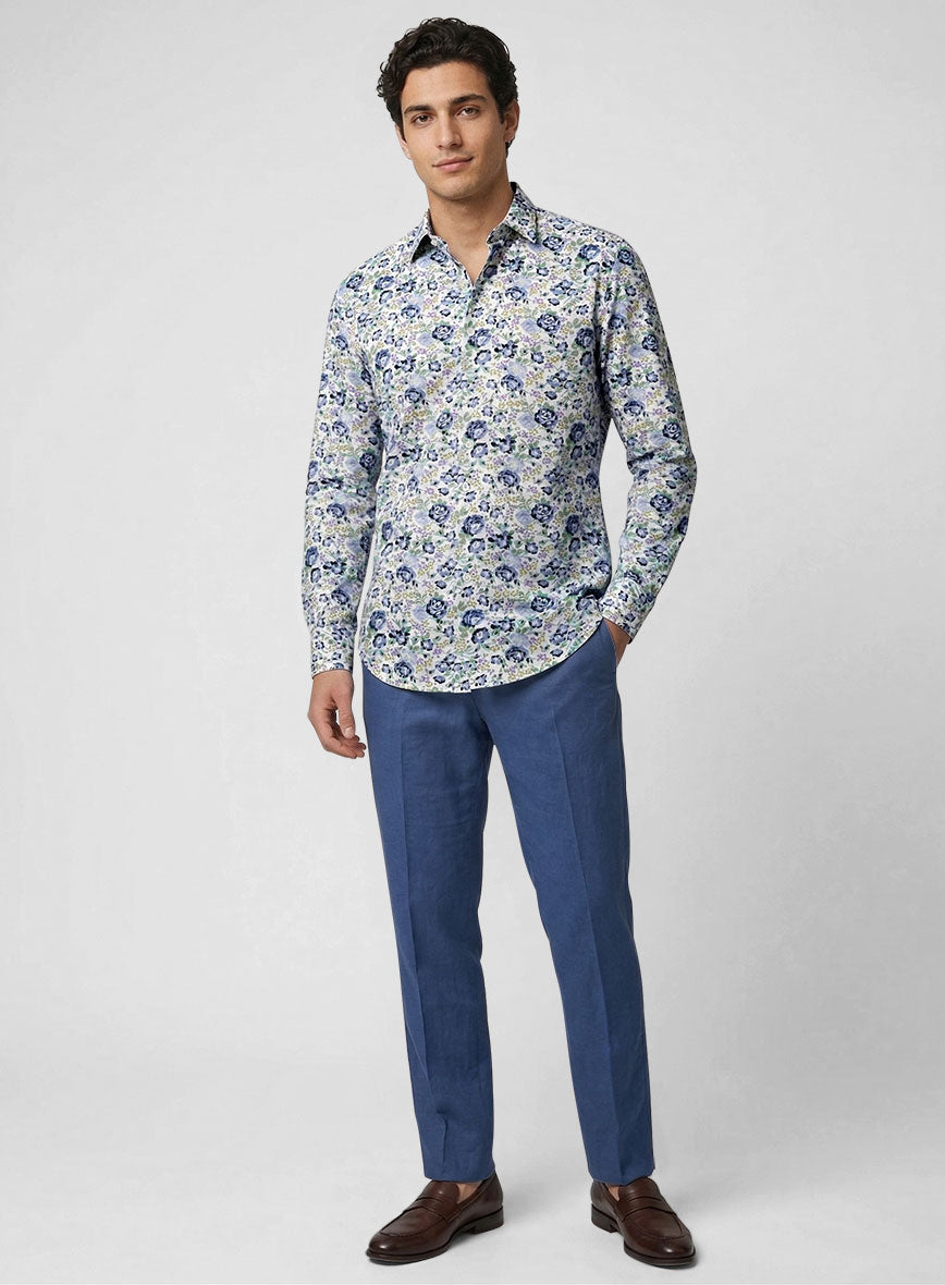 Floral Symphony Feather Cotton Shirt - StudioSuits