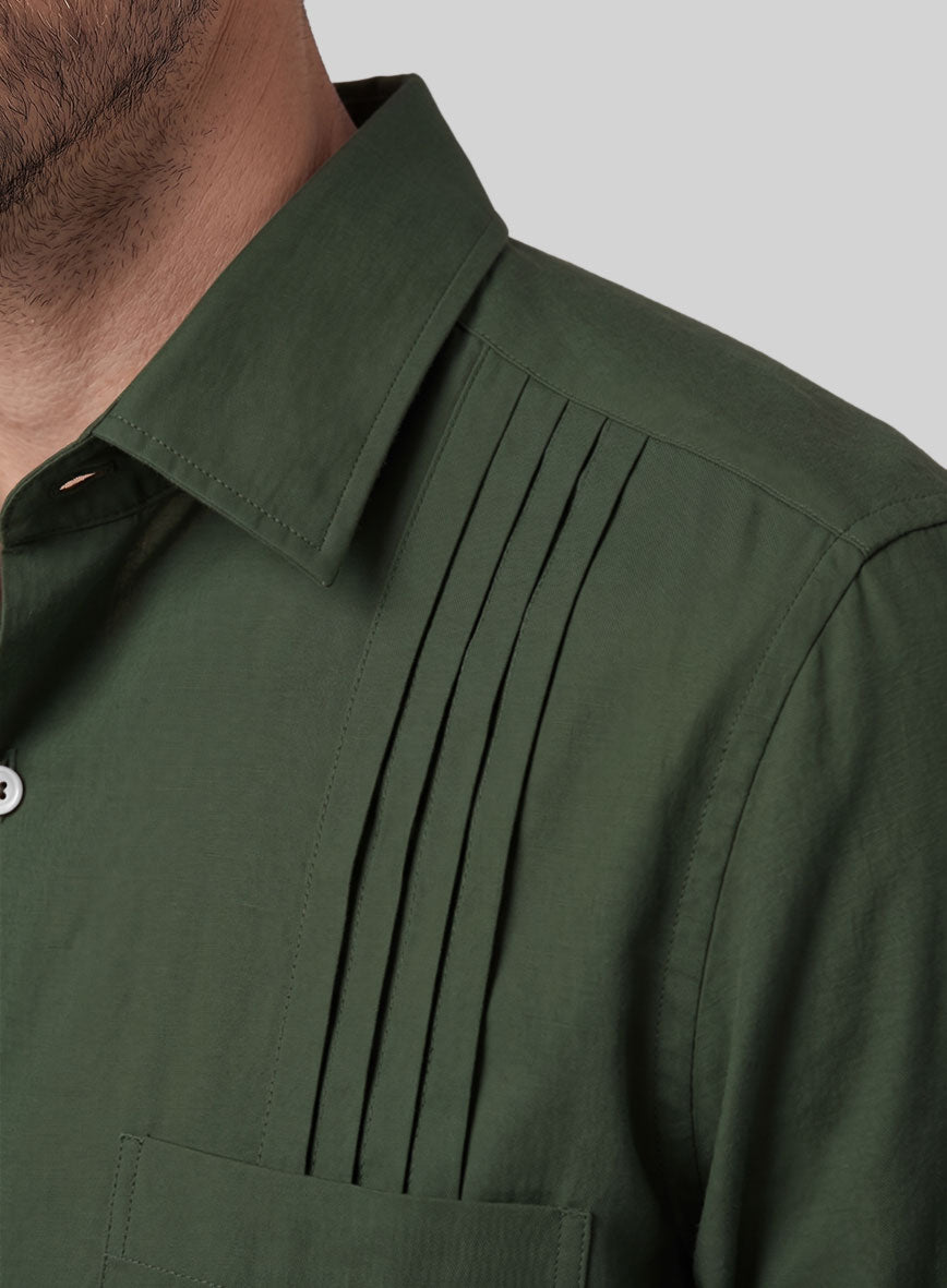 Guayabera Forest Green Poplene Shirt - StudioSuits
