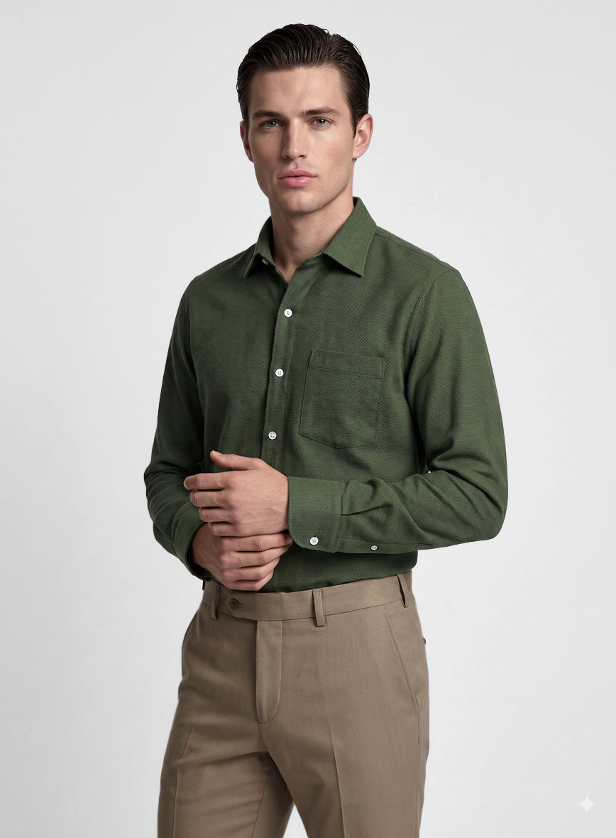 Forest Green Stretch Poplene Shirt - StudioSuits