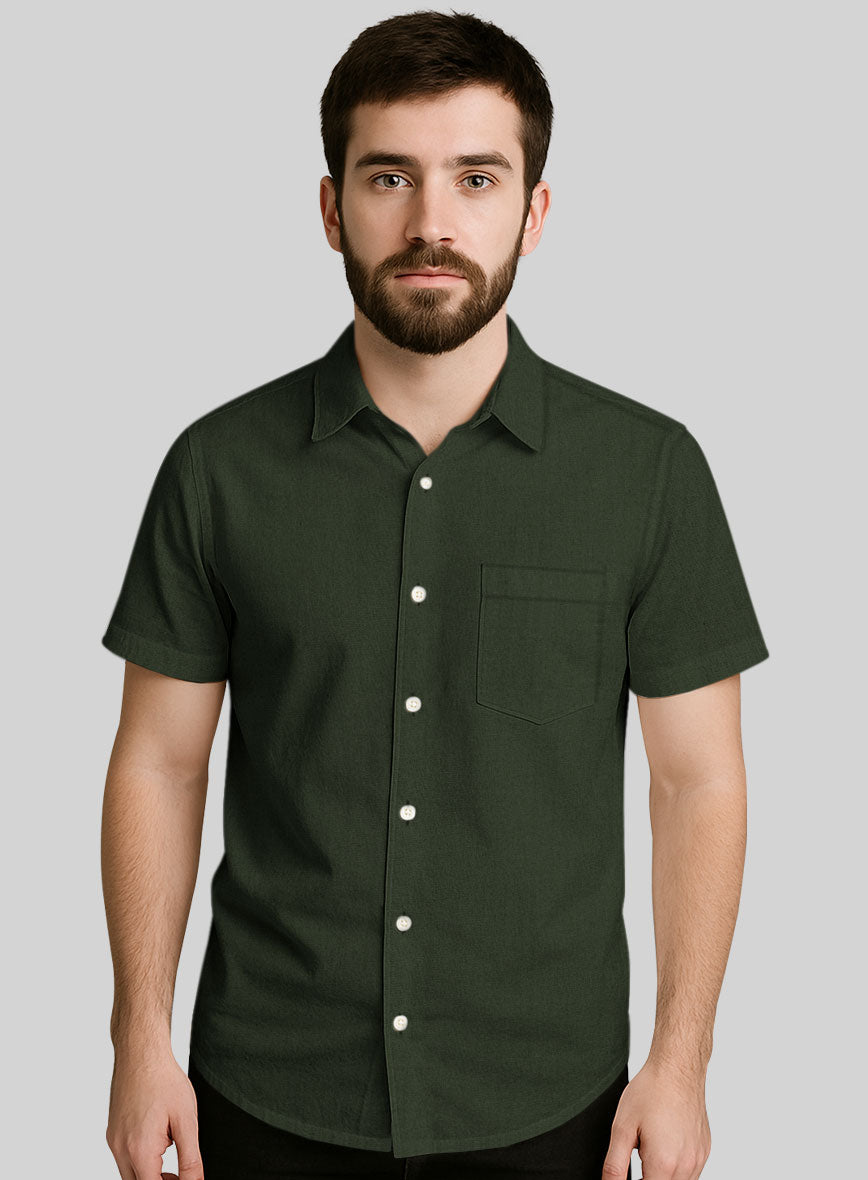 Forest Green Stretch Poplene Shirt - StudioSuits