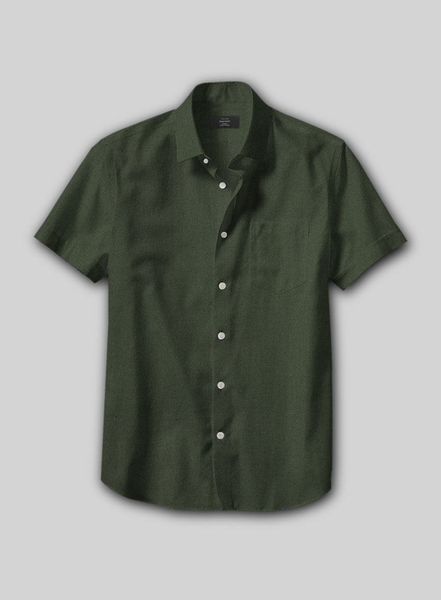 Forest Green Stretch Poplene Shirt - StudioSuits