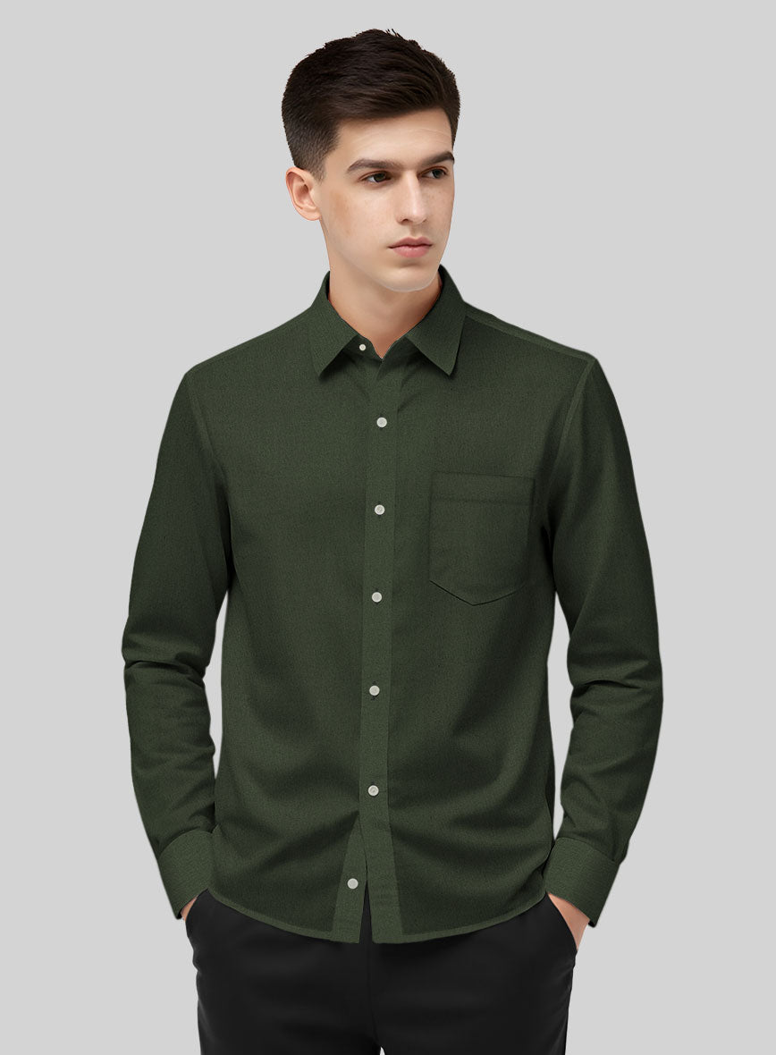 Forest Green Stretch Poplene Shirt - StudioSuits