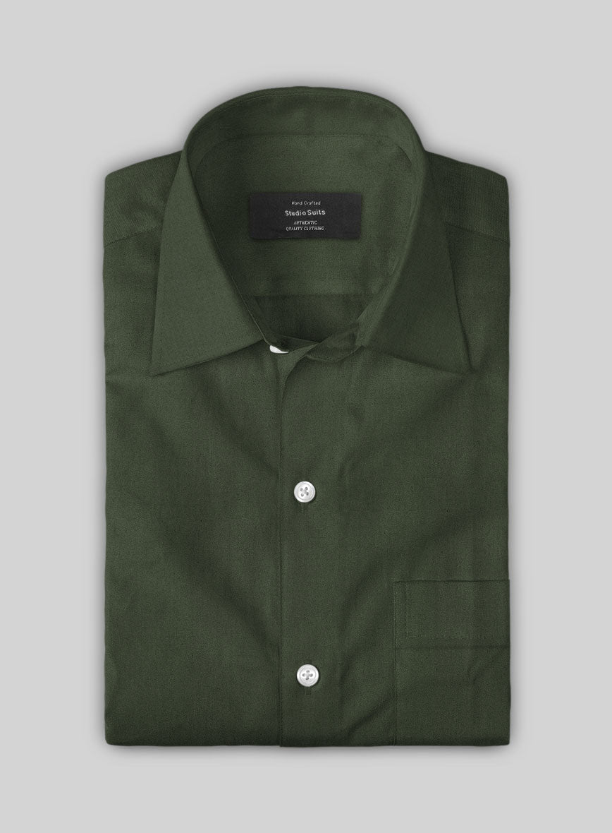 Forest Green Stretch Poplene Shirt - StudioSuits