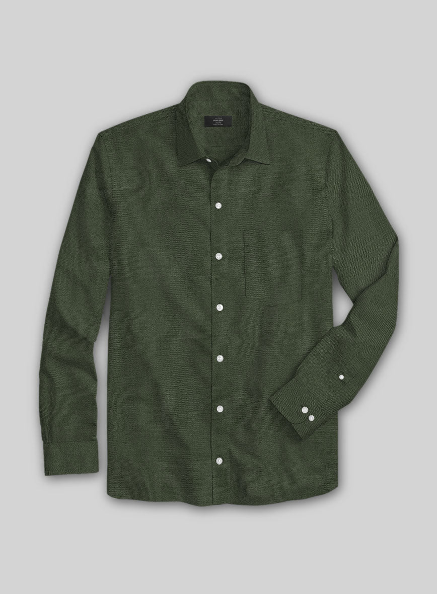 Forest Green Stretch Poplene Shirt - StudioSuits