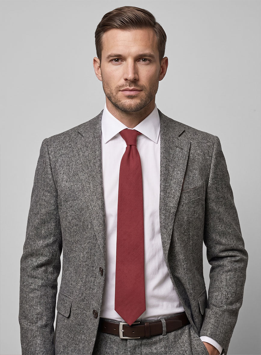 French Red Suede Leather Tie - StudioSuits
