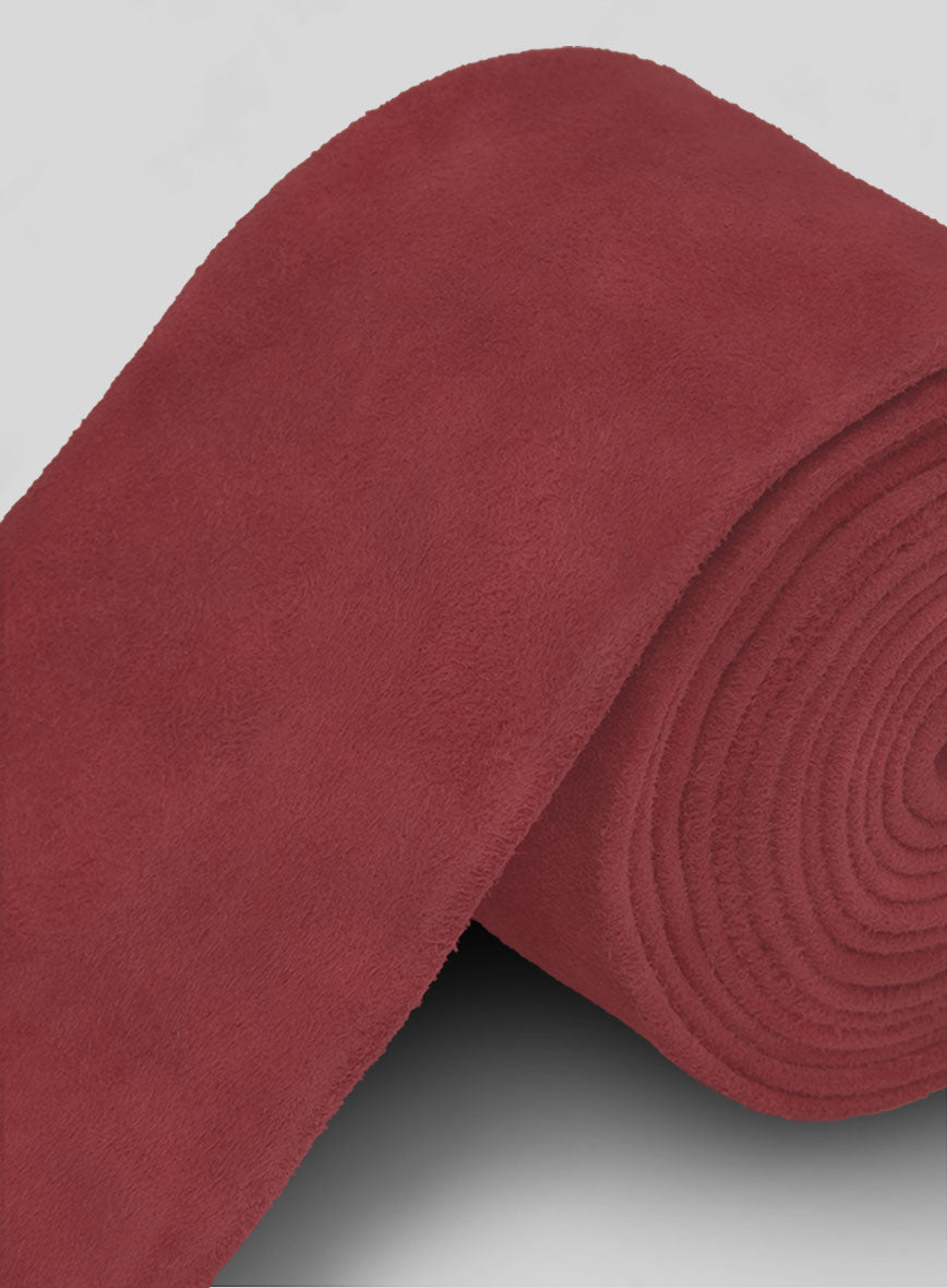 French Red Suede Leather Tie - StudioSuits