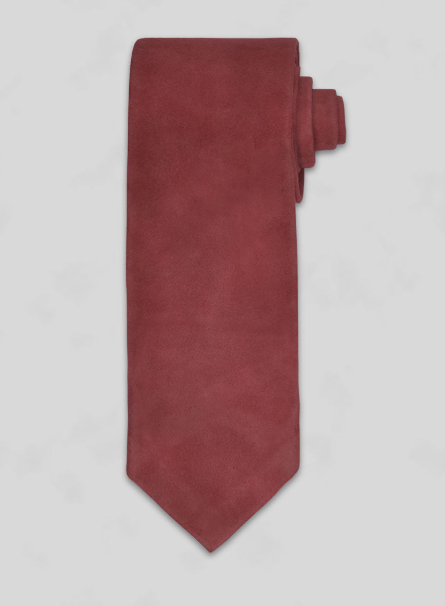 French Red Suede Leather Tie - StudioSuits