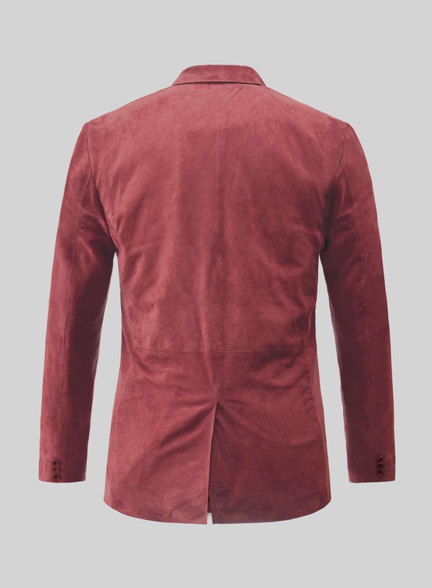 French Red Suede Leather Blazer - StudioSuits