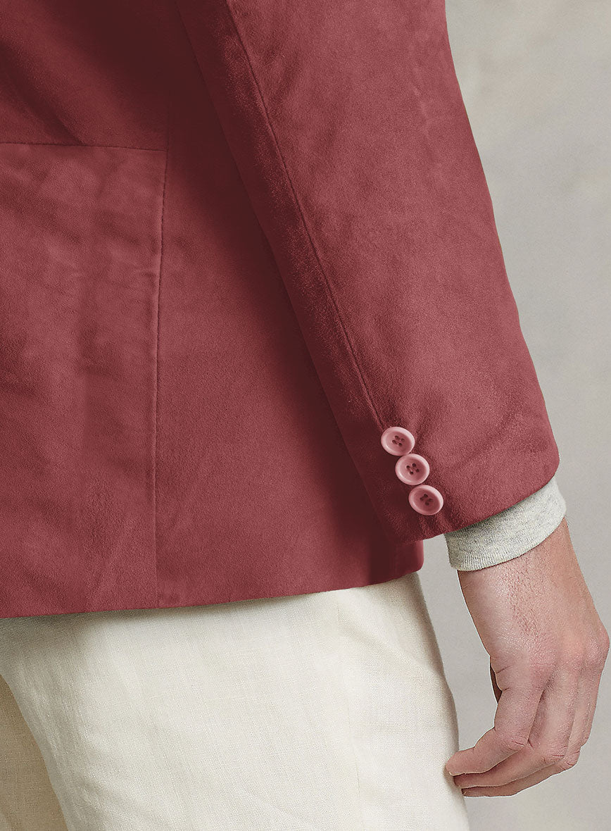 French Red Suede Leather Blazer - StudioSuits
