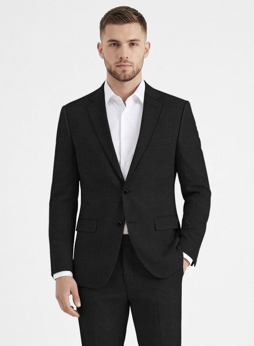 Fresco Black Wool Suit - StudioSuits
