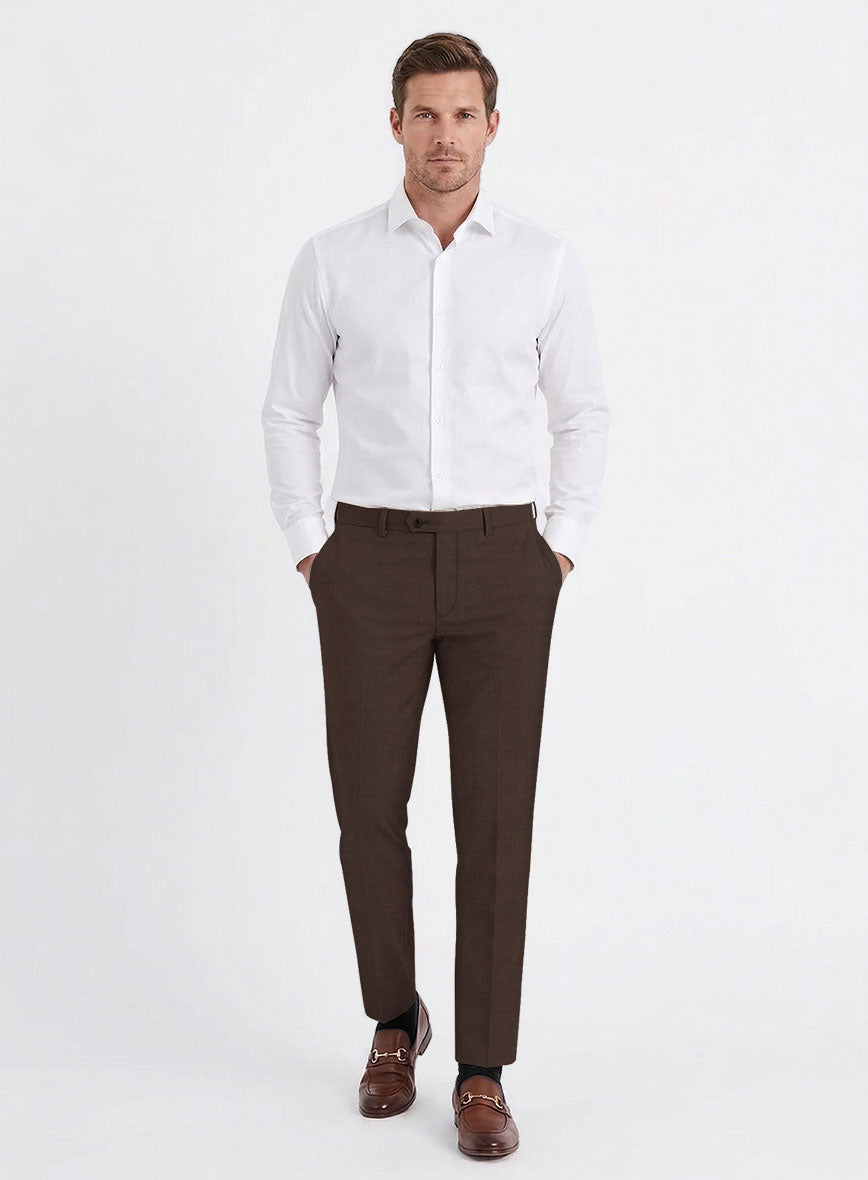 Fresco Brown Wool Pants - StudioSuits