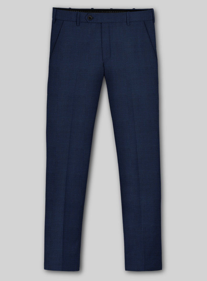 Fresco Mine Blue Wool Pants - StudioSuits