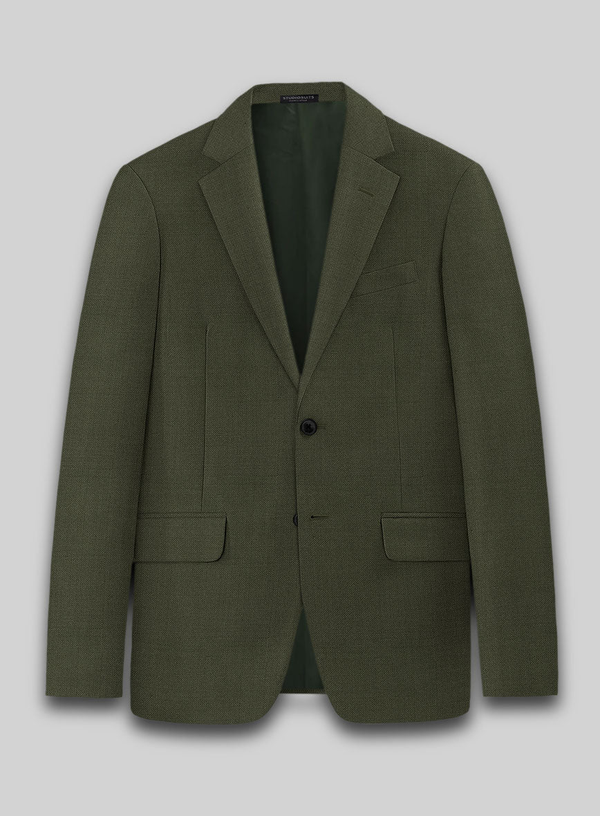 Fresco Olive Wool Suit - StudioSuits