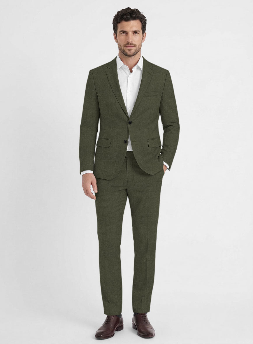 Fresco Olive Wool Suit - StudioSuits