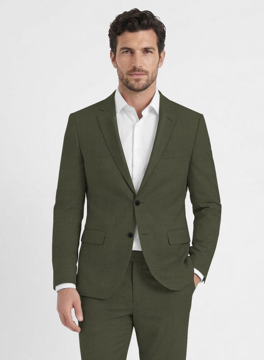 Fresco Olive Wool Suit - StudioSuits