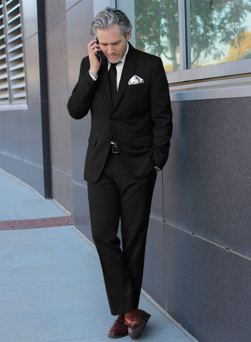 Fresco Black Wool Suit - StudioSuits