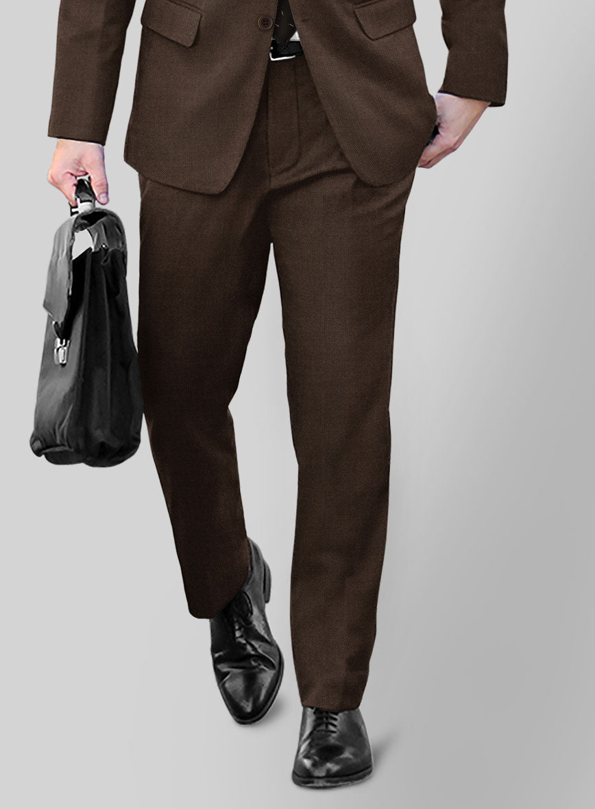 Fresco Brown Wool Pants - StudioSuits