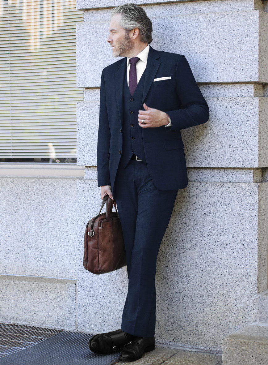 Fresco Mine Blue Wool Suit - StudioSuits