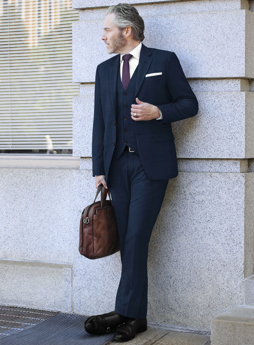 Fresco Mine Blue Wool Suit - StudioSuits