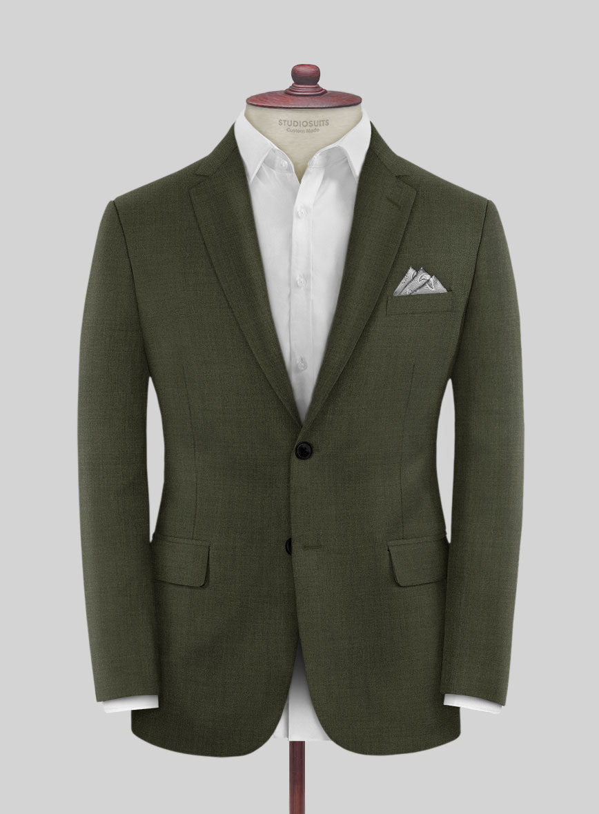 Fresco Olive Wool Suit - StudioSuits