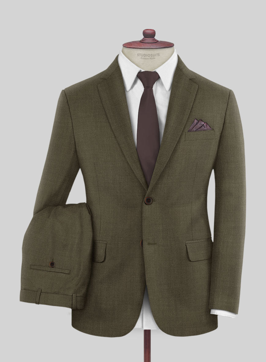 Fresco Olive Wool Suit - StudioSuits