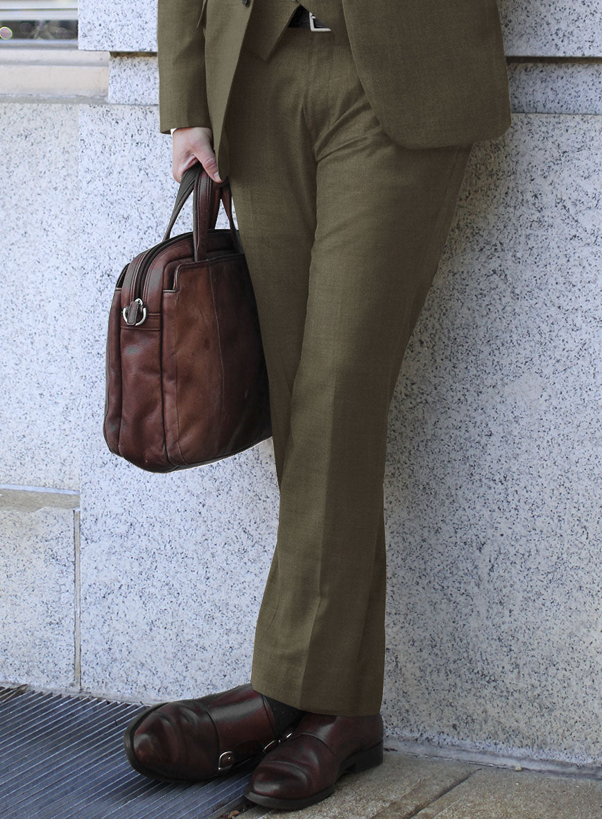 Fresco Olive Wool Suit - StudioSuits