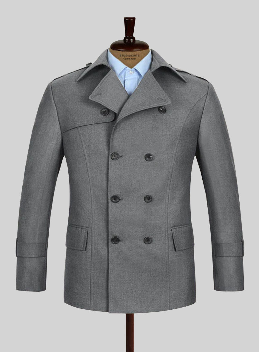 Frosted Mid Gray Terry Rayon Overstyle Jacket - StudioSuits