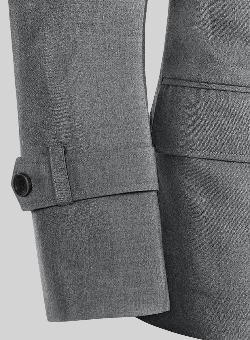 Frosted Mid Gray Terry Rayon Overstyle Jacket - StudioSuits