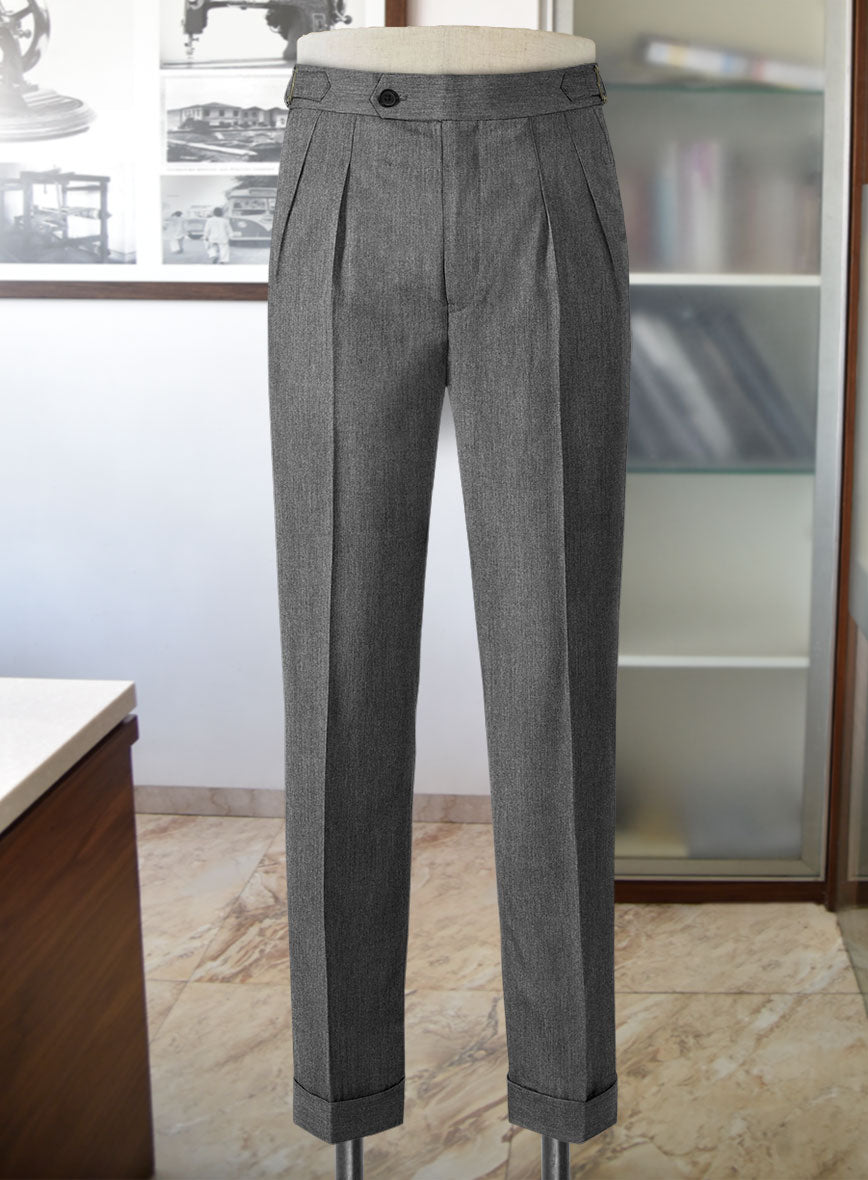 Frosted Mid Gray Terry Rayon Highland Trousers - StudioSuits