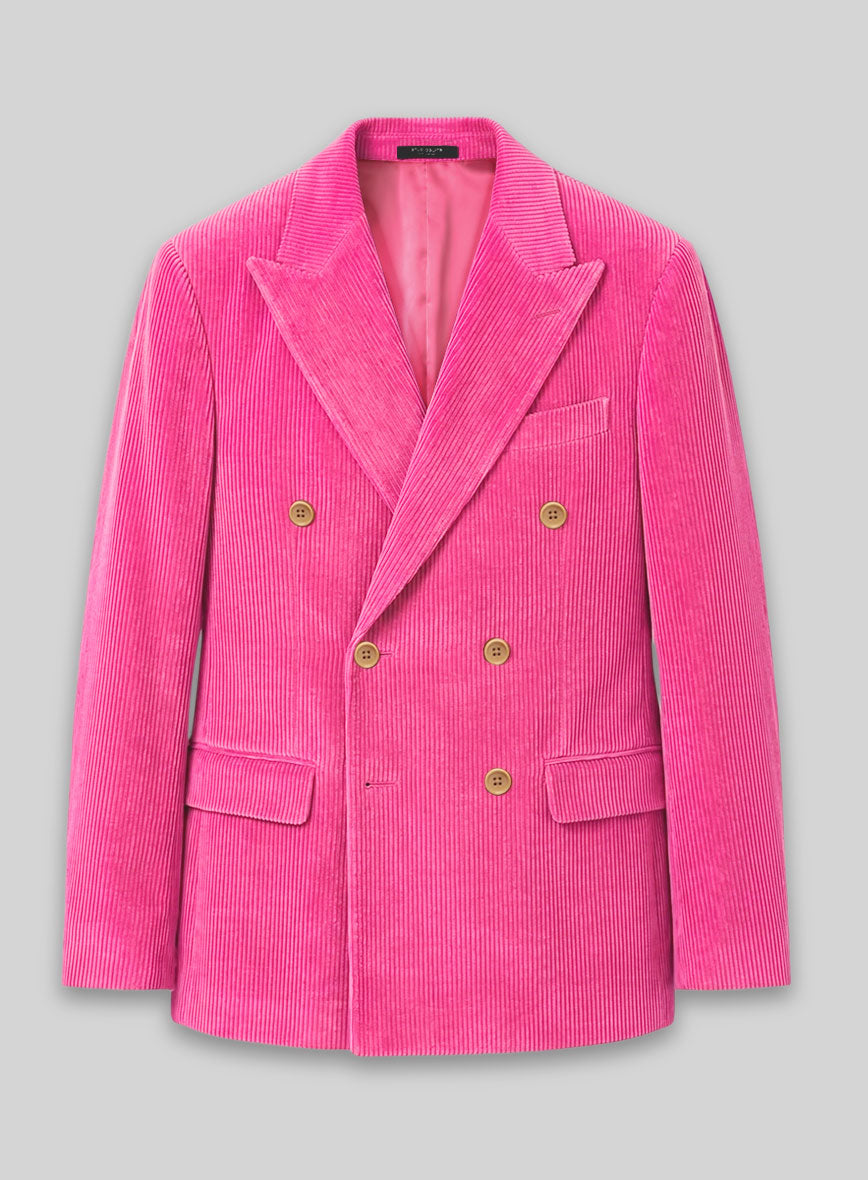 Fusica Pink Corduroy Double Breasted Suit - StudioSuits