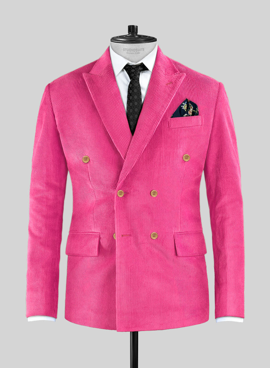 Fusica Pink Corduroy Double Breasted Suit – StudioSuits