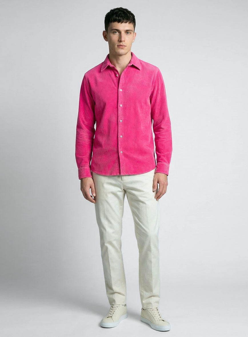 Fusica Pink Corduroy Shirt - StudioSuits