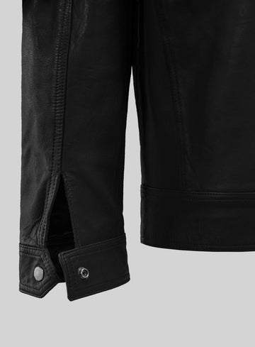 Galeforce Black Biker Leather Jacket - StudioSuits