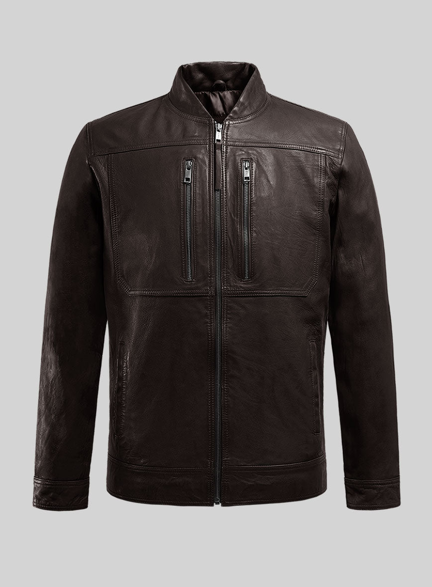 Galeforce Brown Biker Leather Jacket - StudioSuits