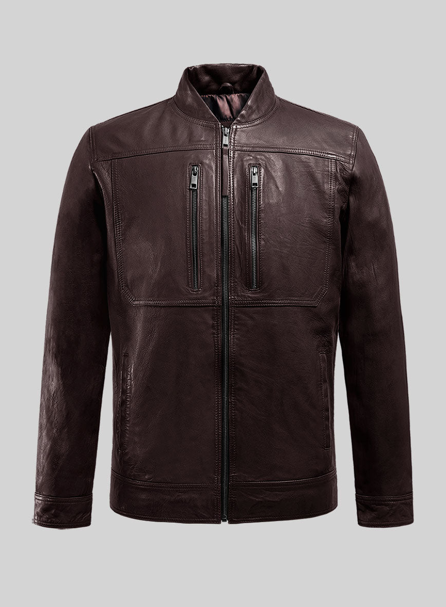 Galeforce Burgundy Biker Leather Jacket - StudioSuits