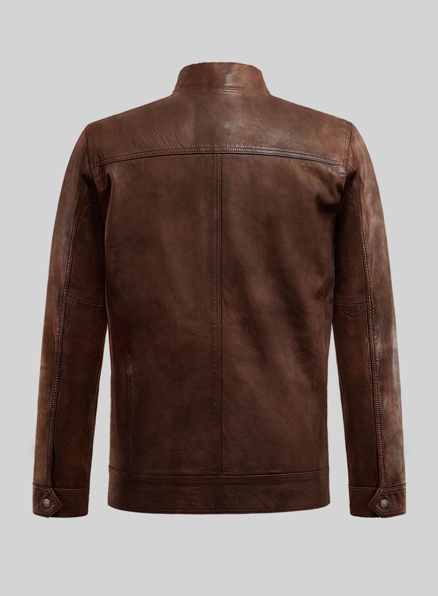 Galeforce Spanish Brown Biker Leather Jacket - StudioSuits