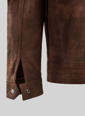Galeforce Spanish Brown Biker Leather Jacket - StudioSuits