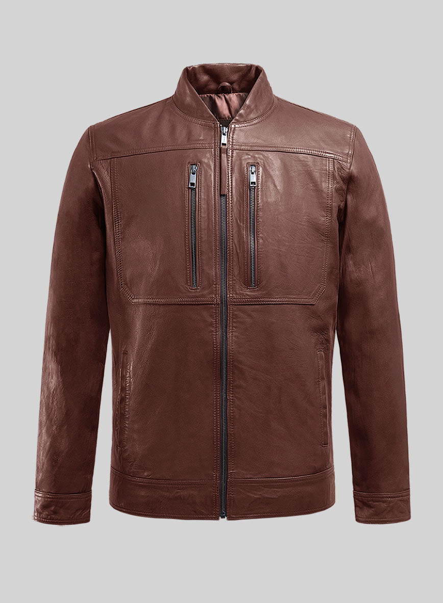 Galeforce Tan Biker Leather Jacket - StudioSuits