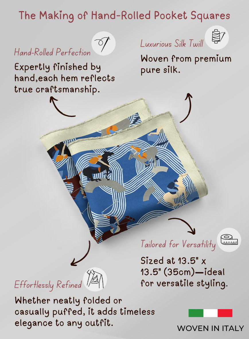 Gallop Rhythm Silk Pocket Square - StudioSuits