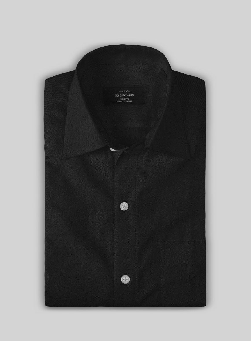 Giza Black Cotton Shirt - StudioSuits