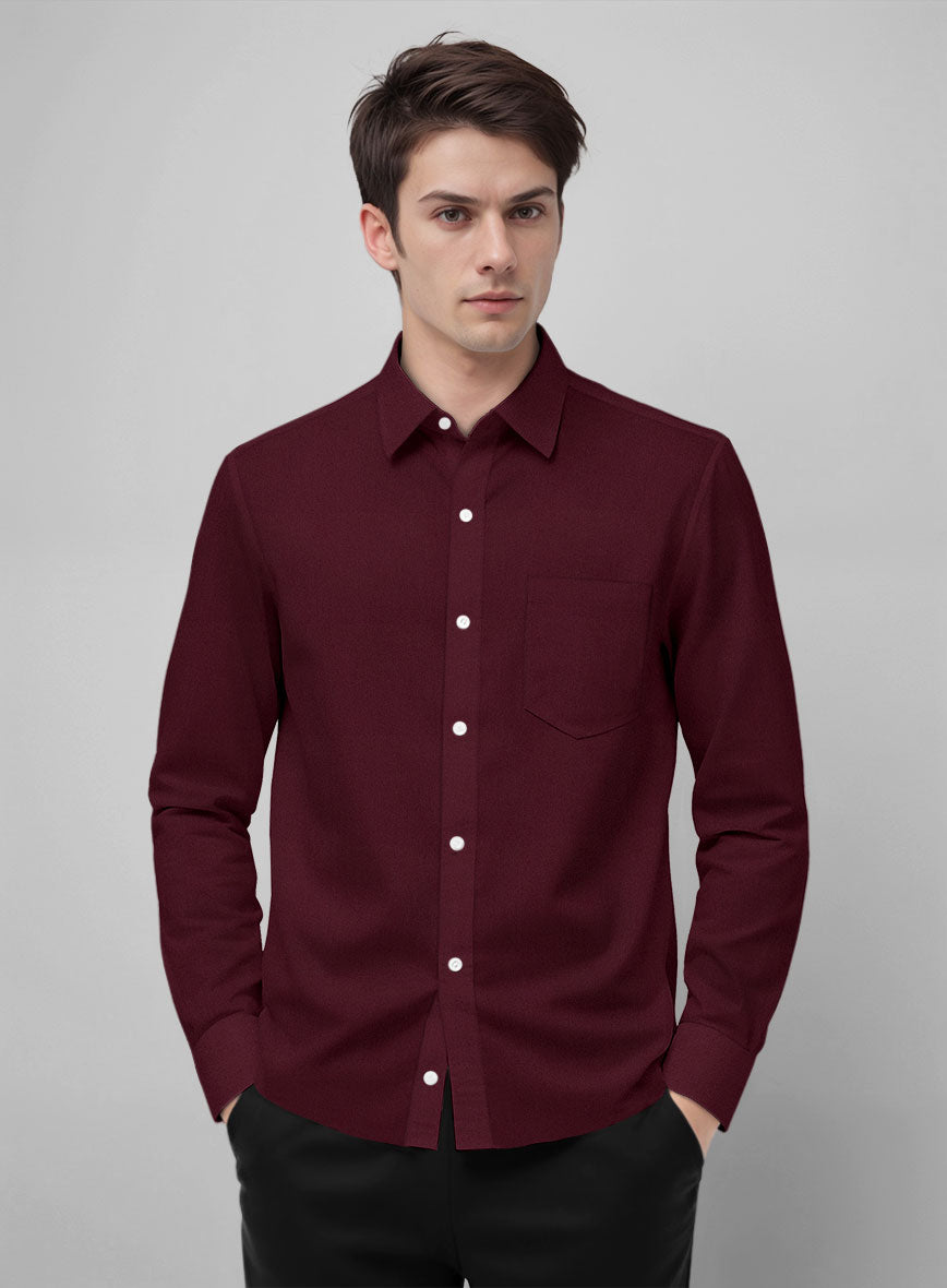 Giza Burgundy Cotton Shirt - StudioSuits
