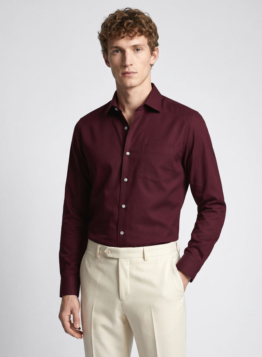 Giza Burgundy Cotton Shirt - StudioSuits