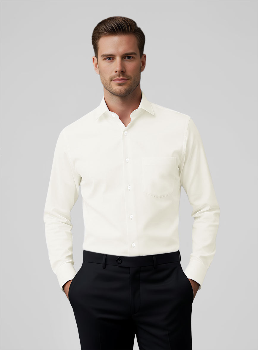 Giza Ivory Cotton Shirt - StudioSuits