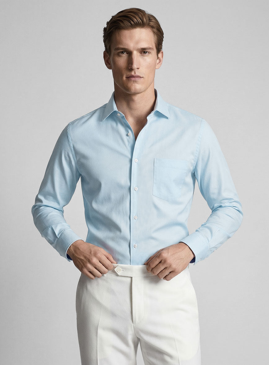 Giza Light Blue Cotton Shirt - StudioSuits